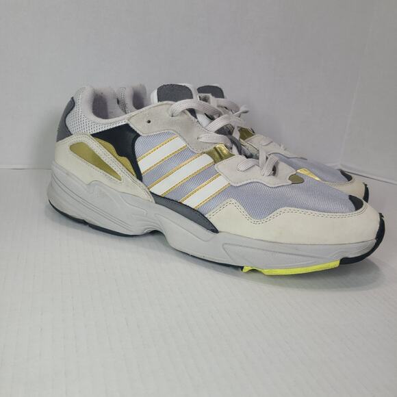 Men's Adidas Running Shoes Originals Yung 96 Sz 13 Sneakers Gray White Gold - Picture 2 of 10